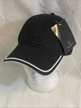 Mercedes-Benz Black Baseball Cap with White Piping Brand New W Tag